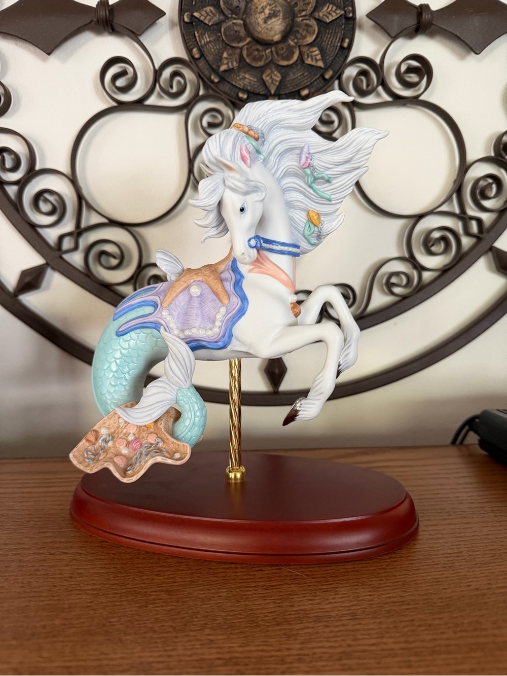 Lenox Ocean Fantasy Carousel Seahorse Horse Mermaid Hippocampus 2002 Porcelain